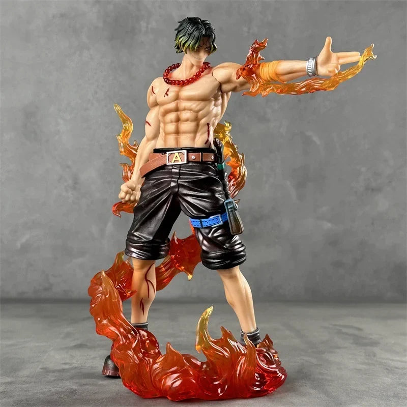 One Piece Flame Ace 25cm Action Figure Standing Pose Scene Model Exquisite Statue Ornament Toy Collectible Gift For Anime Fans