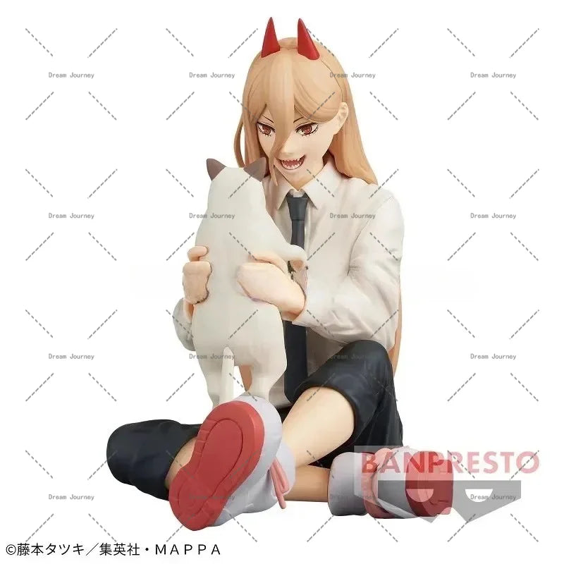 Bandai Genuine Chainsaw Man Anime Figure Denji Power Action Figure Toys for Boys Girls Kids Christmas Gift Collectible Model