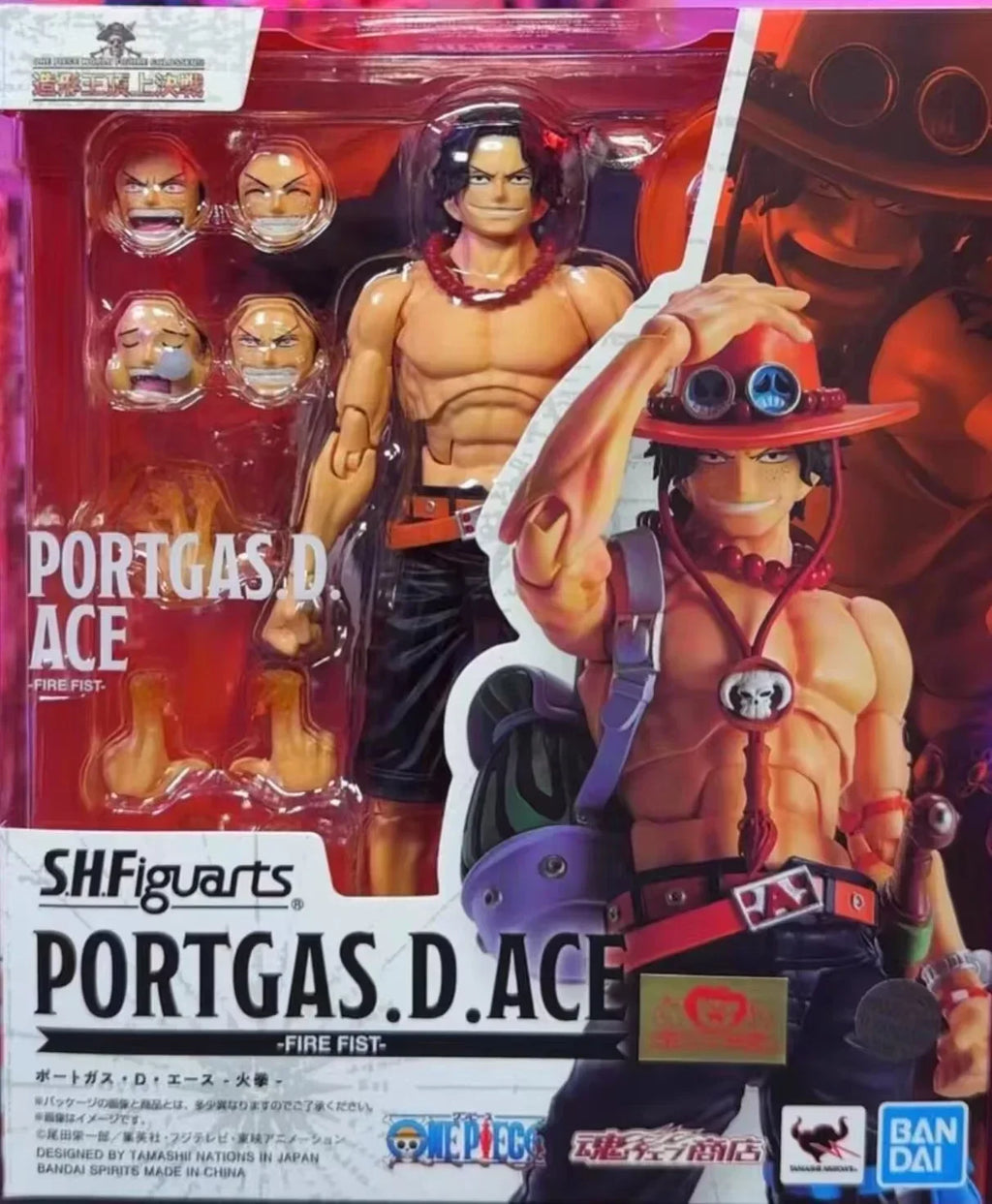 Bandai SHF S.H.Figuarts  PORTGAS.D.ACE FIRE FIST Figure Finished Model Anime Action Toy Gifts for kids  SOLDIER SET