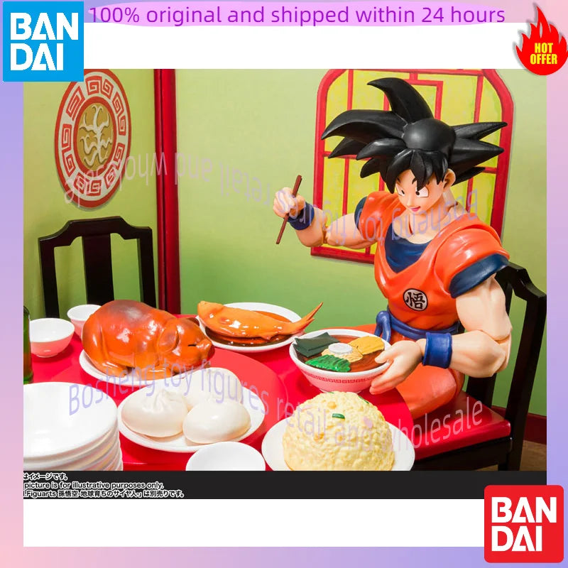 Original Bandai S.H.Figuarts SHF Son Goku's Eating Moderately Set Dragon Ball Z In Stock Anime Collection Figures Model Toys