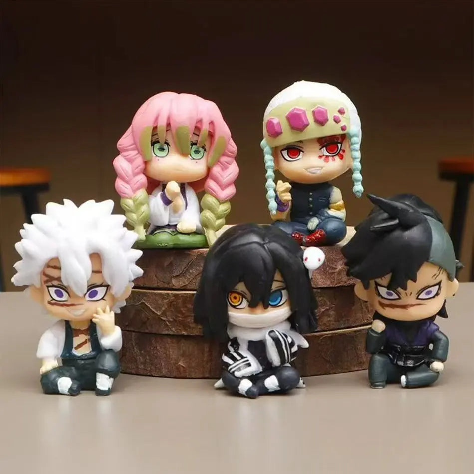 5 Style/Set Q Version Demon Slayer Sitting Ghost Doll Tanjiro Nidouzi Inosuke Zenizu Figure Action Figure Movie Model Toys Doll