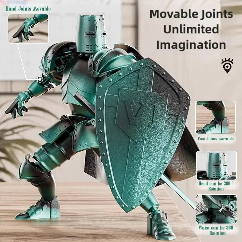 Knight Armor Action Figure - DIY Multi-Jointed Movable Robot with Medieval Armor Poseable Collectible Toy for Kids & Adults