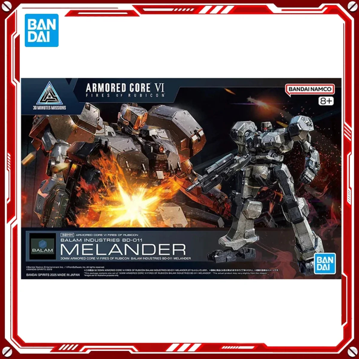 Bandai Genuine Armored Core 6 Anime Model Kits Melander Toys 30MM Action Figure Assembly Model Gift for Kids Christmas Present