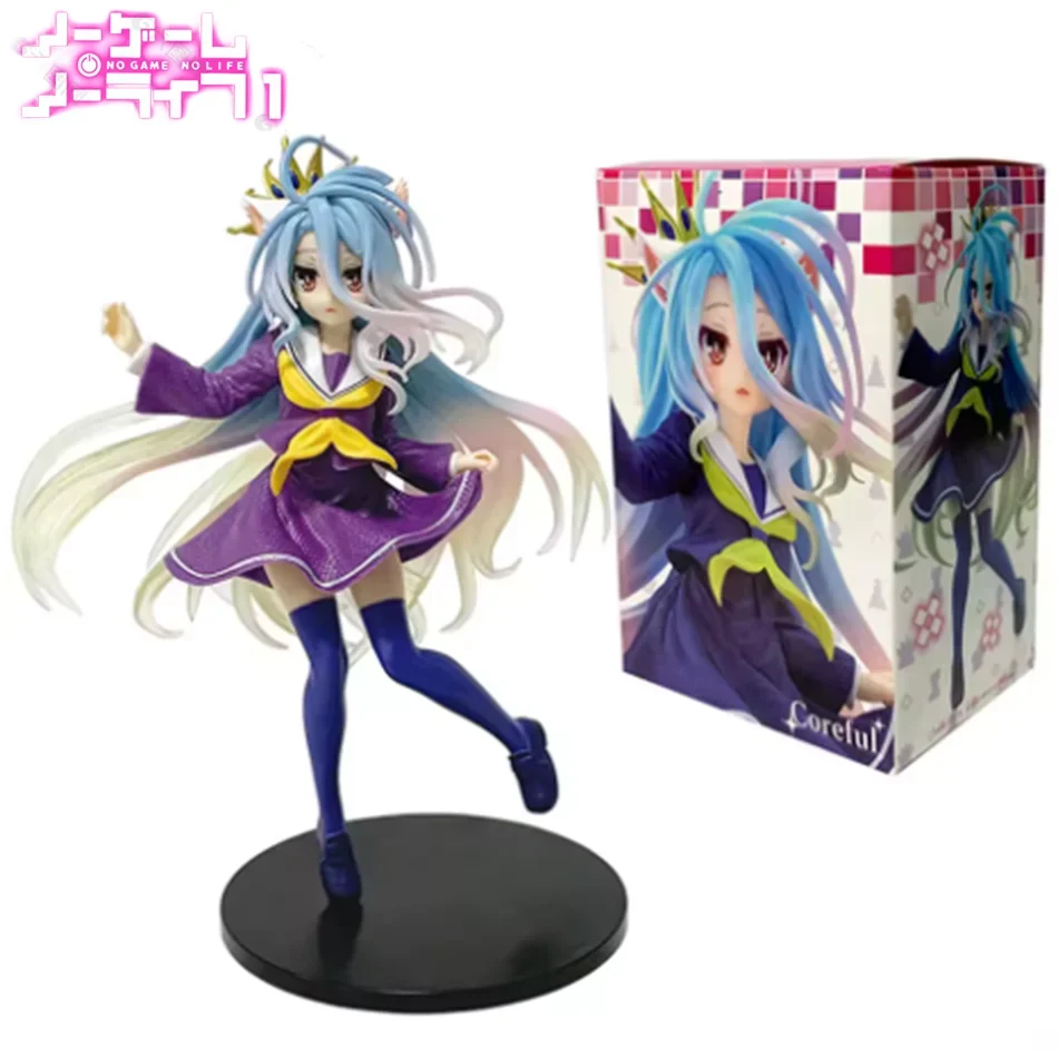 18cm No Game No Life Anime Figure Desktop Cute Cat Ear Shiro Action Figure Room Decorations PVC Adult Collection Model Doll Toys