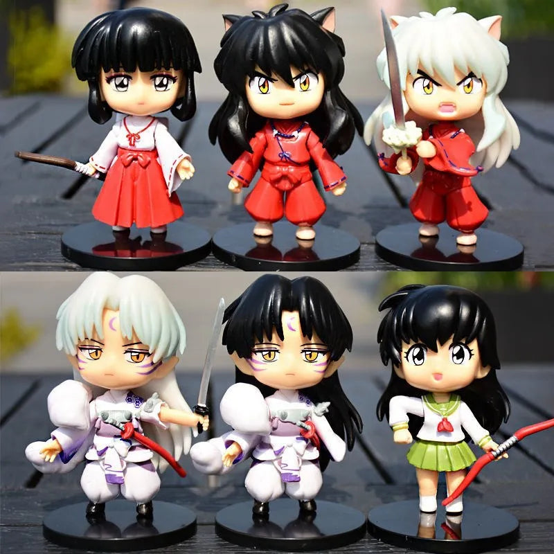New Inuyasha Anime Figure Higurashi Kagome Miroku Sesshoumaru Action Figure Q Version Toys Pvc Model Doll  Gifts for Kids