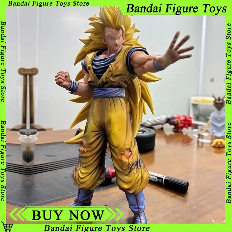New 32CM Dragon Ball Z Super Saiyan 3 Goku Action Figure Statue Desktop Anime Figurine Decor Collectible Model Toy Children Gift