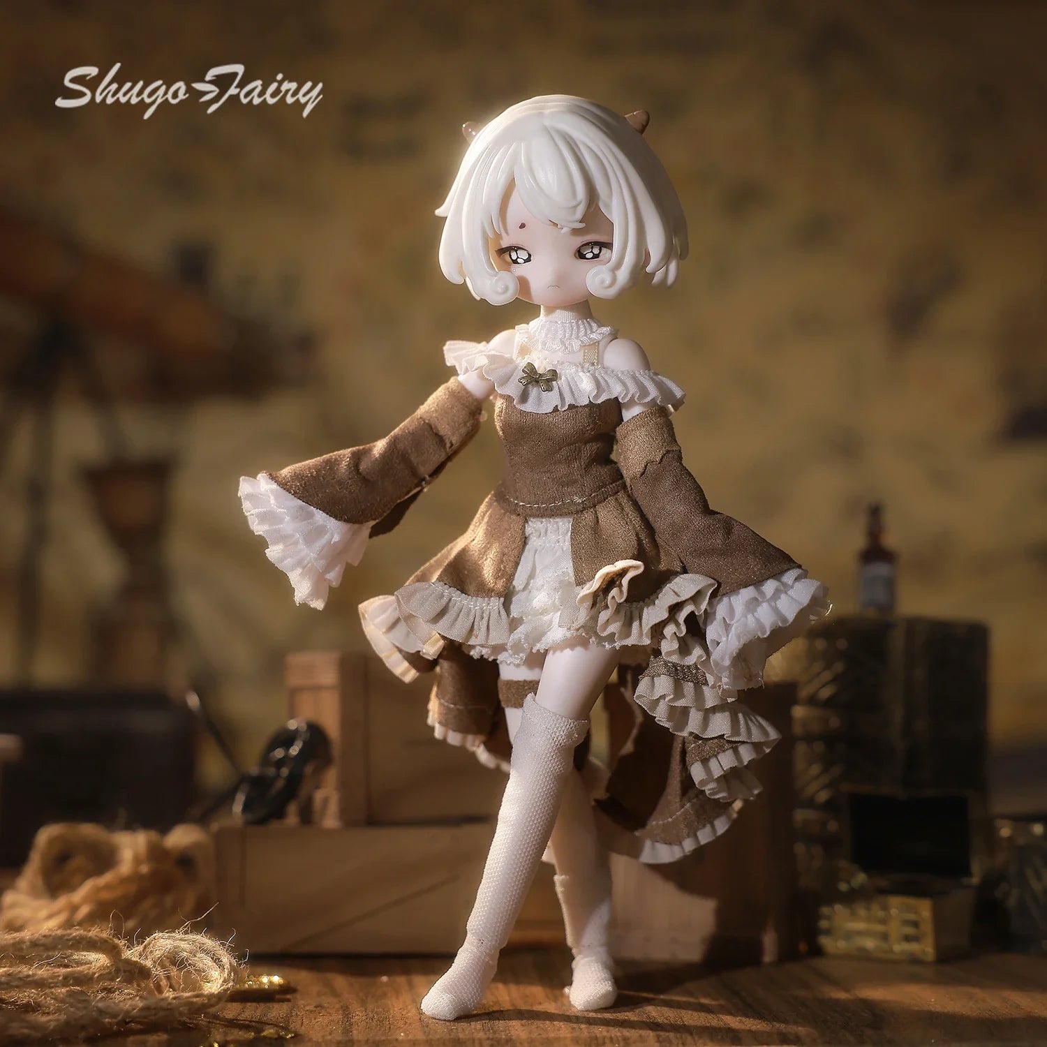 BJD Doll 1/8 Blind Boxes Sheep Fullset Anime Medieval Fairy Tale Crying Expression Runaway Princess Resin Wig Shuga Fairy Figure