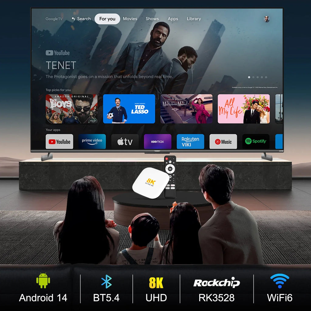 H96Max M2Plus Android14 Smart TV Box Rockchip RK3528 4GB 32GB/128GB BT5.4 8K 100M/Lan Media Play M2Plus Android14 TV Box