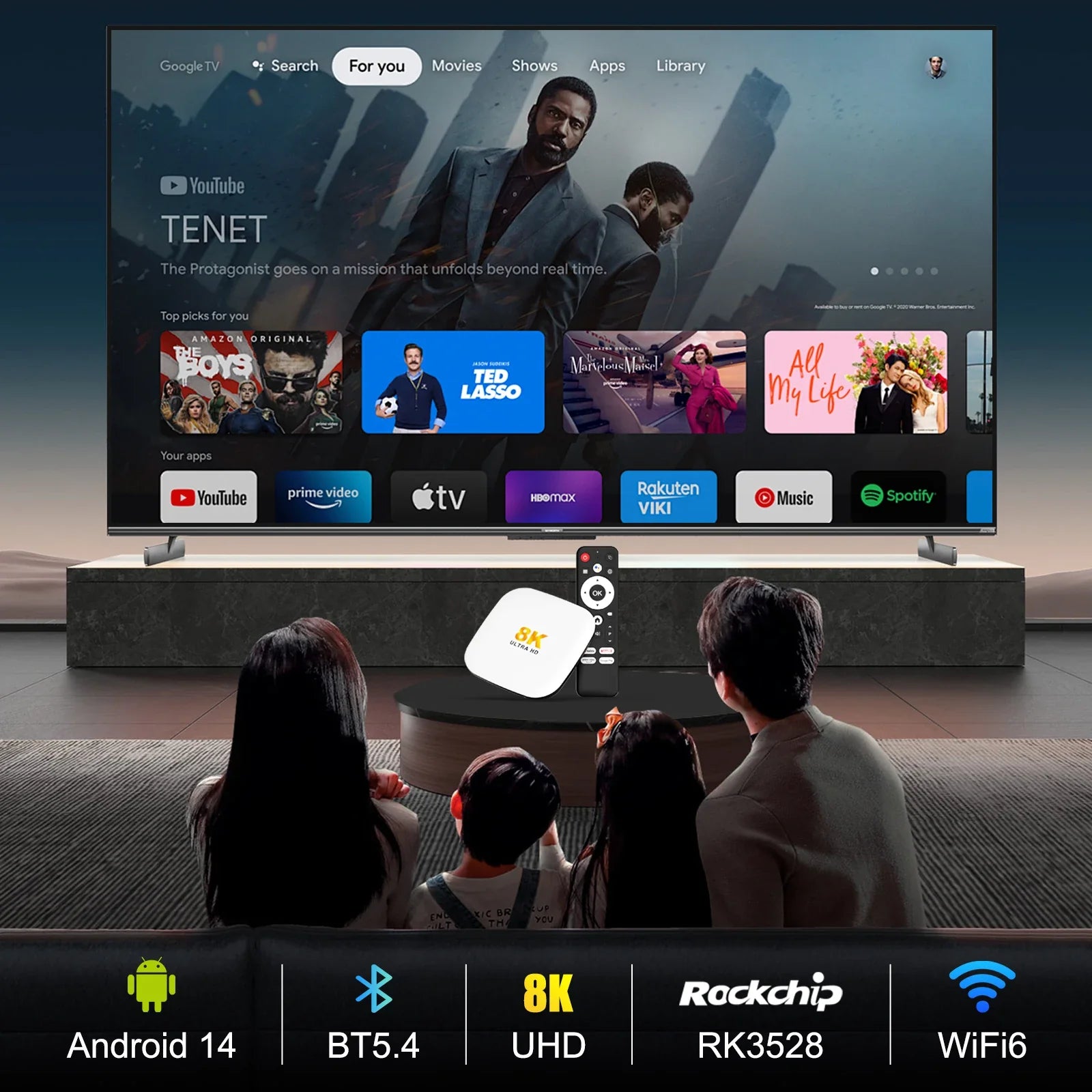 H96Max M2Plus Android14 Smart TV Box Rockchip RK3528 4GB 32GB/128GB BT5.4 8K 100M/Lan Media Play M2Plus Android14 TV Box