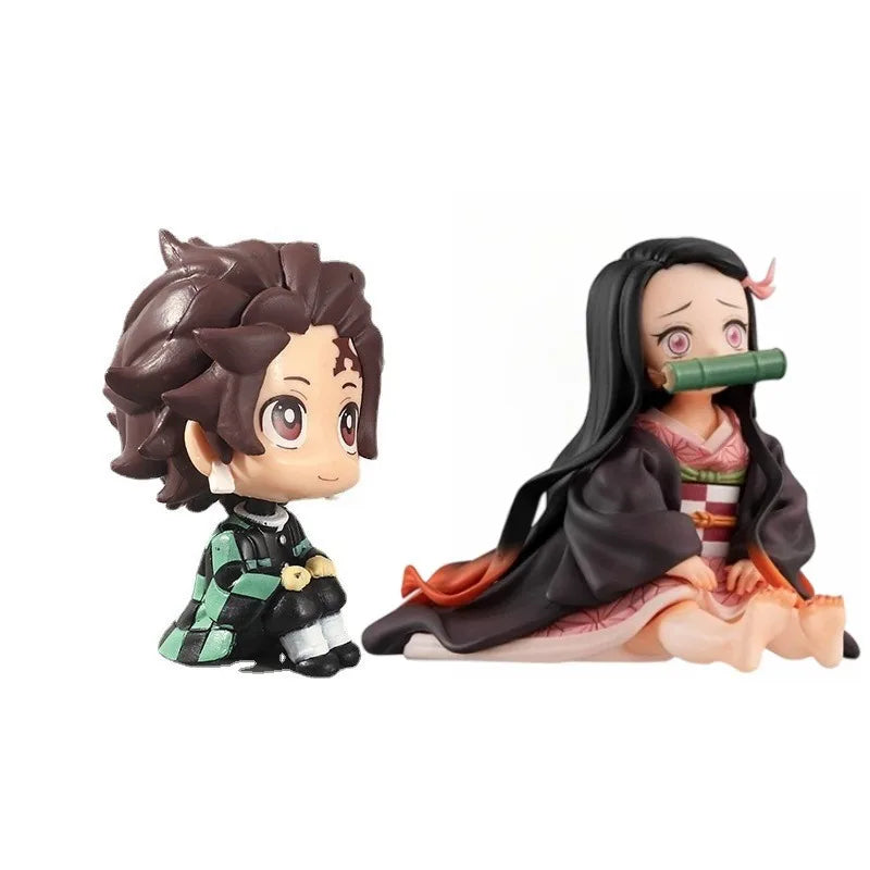 6cm Anime Peripherals Q-version Sitting Kamado Nezuko Tanjirou Figure Model Desktop Ornaments Collection Toy Gifts for Friends