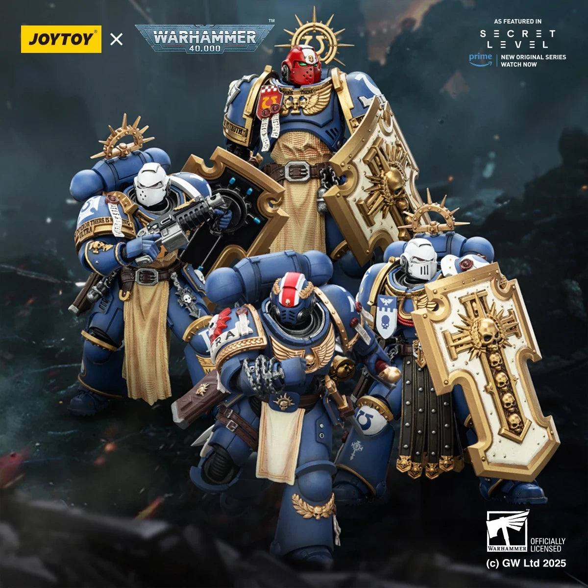 JOYTOY Warhammer 40K 1/18 Ultramarines Titus Metaurus Levantus Torvald Action Figure Model Dolls Toy for Collection Display