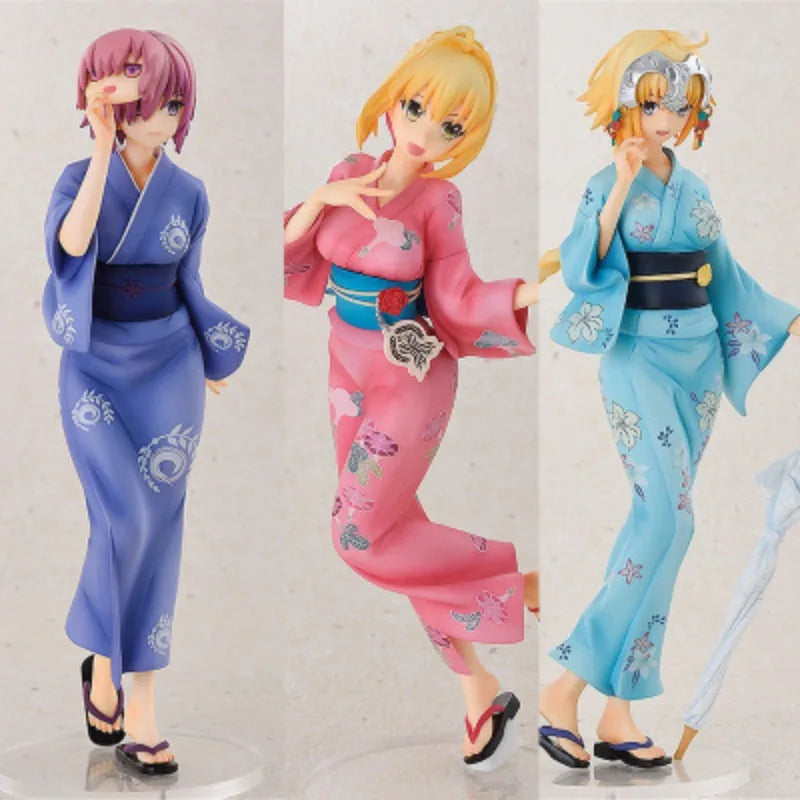 Anime Fate Grand Order Saber and Joan of Arc and Mash Kyrielight kimono version Action Figure Model Toy 20cm