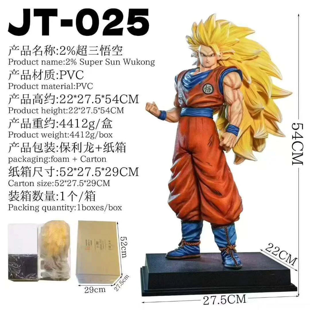 JT Studio 2% 1/4 Goku 54cm Dragon Ball Anime Figures Super DBZ Dragonball Saiyan 3 SSJ3 Action Figure Statue Collectible Toy