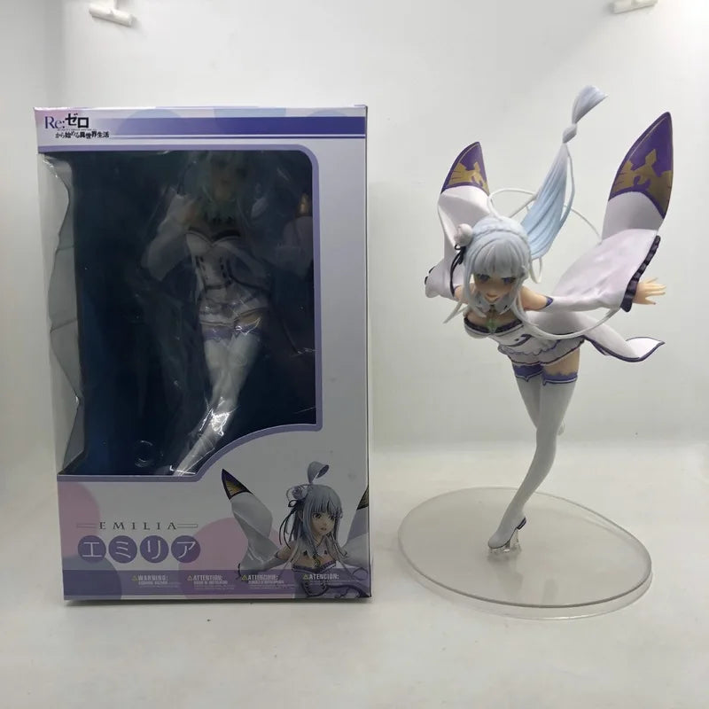 Emilia Action Figure Anime Re Life In A Different World From Zero Women'S Solid Figures Flying Posturecollection Ornament 22cm