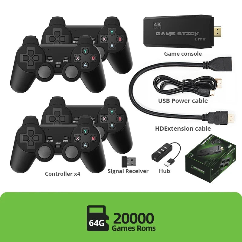 DATA FROG Retro Video Game Console 2.4G Wireless Console Game Stick 4k 20000 Games Portable Video Game Dendy Game Console for tv