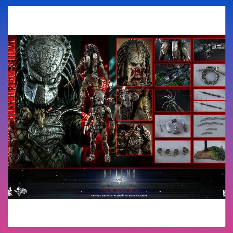 Original Hot Toys Wolf Predator Action Figure 1/6 Aliens vs Predator - Requiem Predator Figurine HT MMS443 Customized Toy