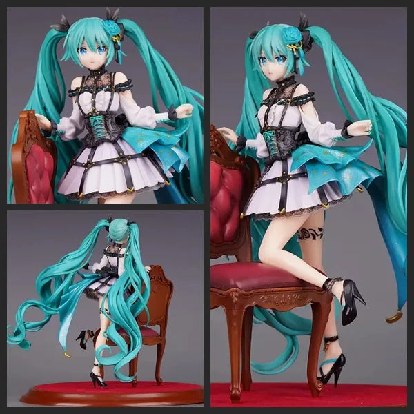 Hatsune Miku Stuhl PVC Figur World Plan Colorful Stage Schönes Mädchen Garage Kit Ornamente Modell Anime Statue Sammlergeschenk
