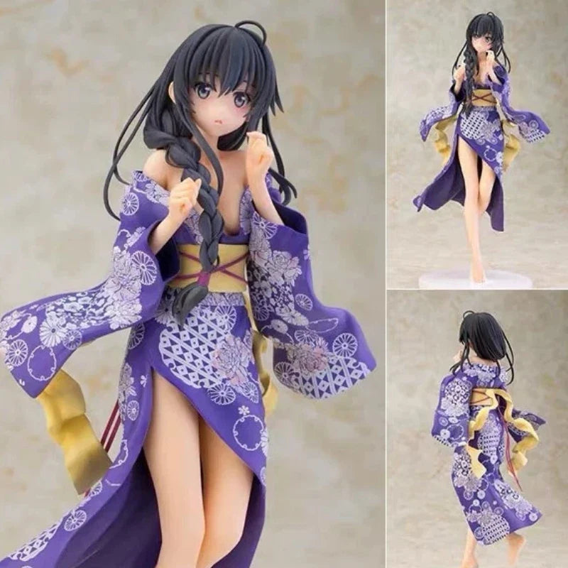 26cm Yukinoshita Yukino Figure Oregairu Standing Pose Yukata Anime Collectible Boxed Desktop Decor Figurine For Otaku Fans