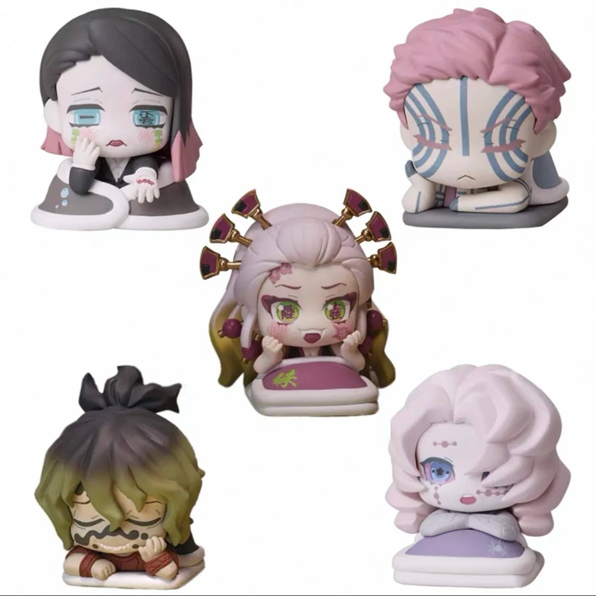 Demon Slayer Anime Gashapon Toys Q Version Collection 10 Figures - Akaza Daki Giyuutarou Rui Enmu PVC Action Model Decor Gifts