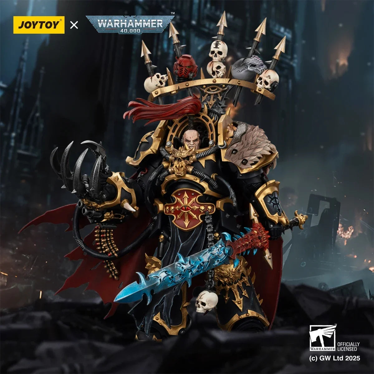 JOYTOY Warhammer 40K Black Legion Abaddon the Despoiler 1/18 Action Figure Game Character Model Collectible Toy Gifts 16.2cm