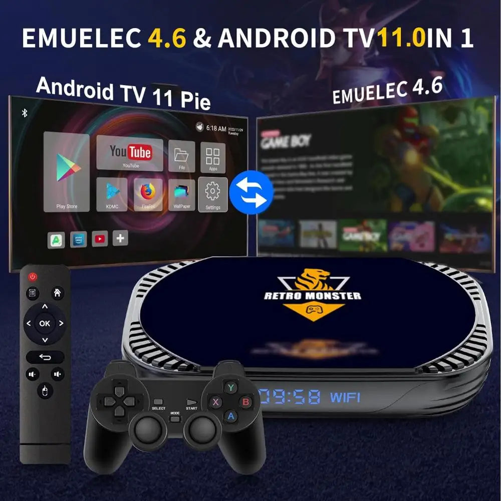 4K Retro Video Game Console S905X4 Retro Monster Game Box Built-in 48000 Games For PSP/PS1/Sega Saturn/SNES Android 11.0 TV Box