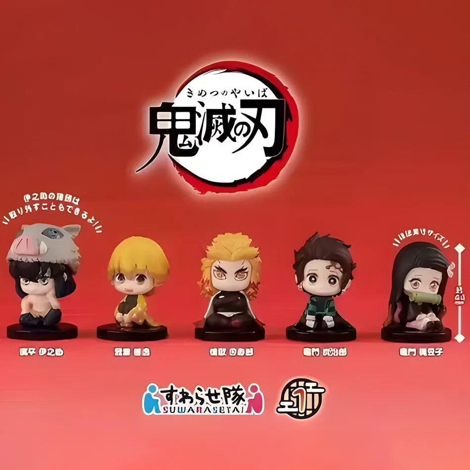 Cute Sitting pose Gashapon Figures Kamado anjirou Agatsuma Tomioka Giyuu Shinobu Kocho Uzui Tengen Collectible Toy