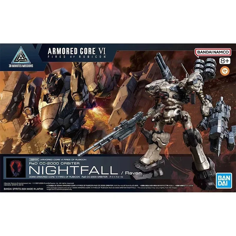 Bandai Genuine 30MM ARMORED CORE VI NIGHTFALL STEEL HAZE BD-011 MELANDER Liger Tail CC-2000 ORBITER Anime Figure Assembly Model