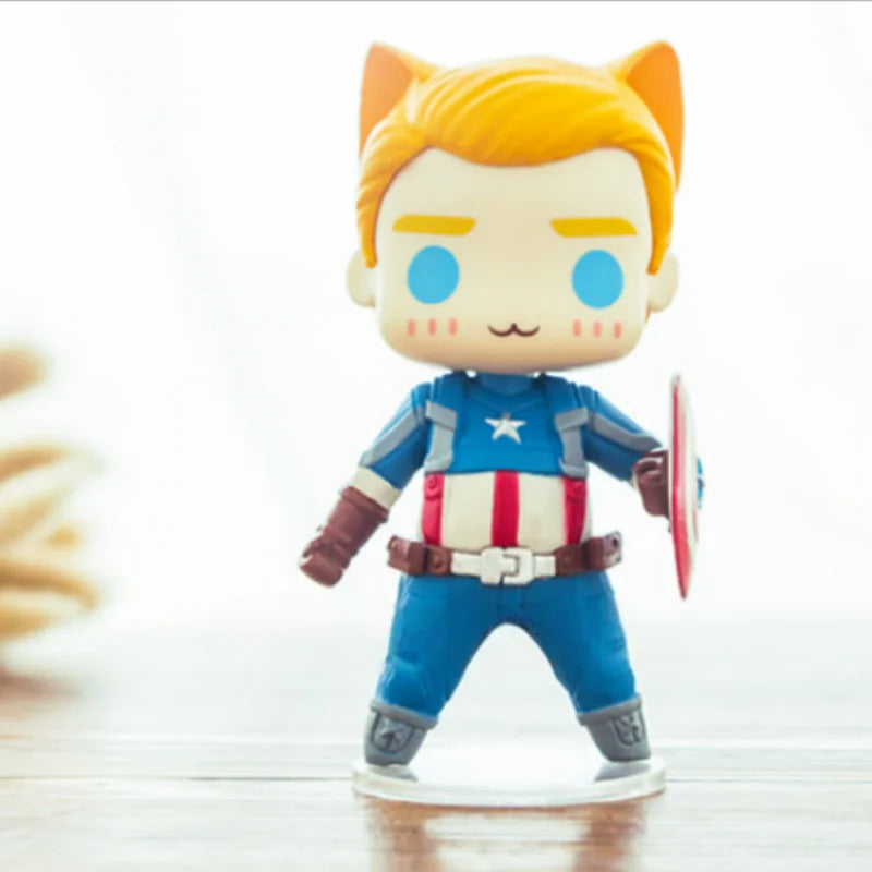 Captain America Winter Soldier Spiderman Q Edition Figure Handmade Desktop Ornament Creative Car Decor Marvel Office Collectible