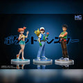 18cm Ash Ketchum PVC GK Statue Anime Action Figure Set with Brock & Misty Collectible Doll for Room Desk Decor Ideal Toy Gift