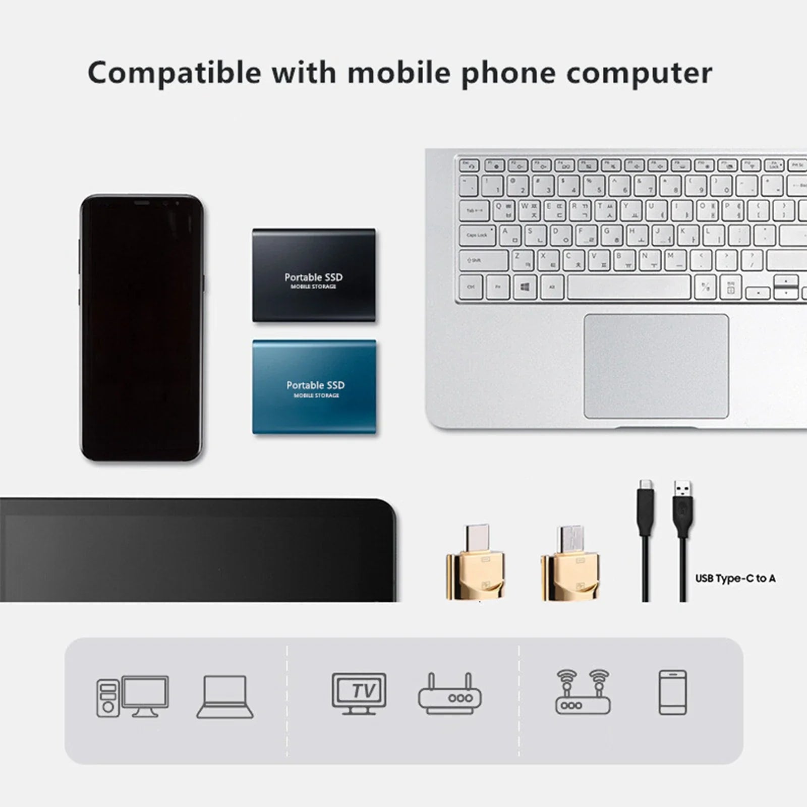 USB 3.14TB SSD External Hard Drive Mobile Solid State Hard Disk for Desktop Mobile Phone Laptop High Speed Storage Memory Stick