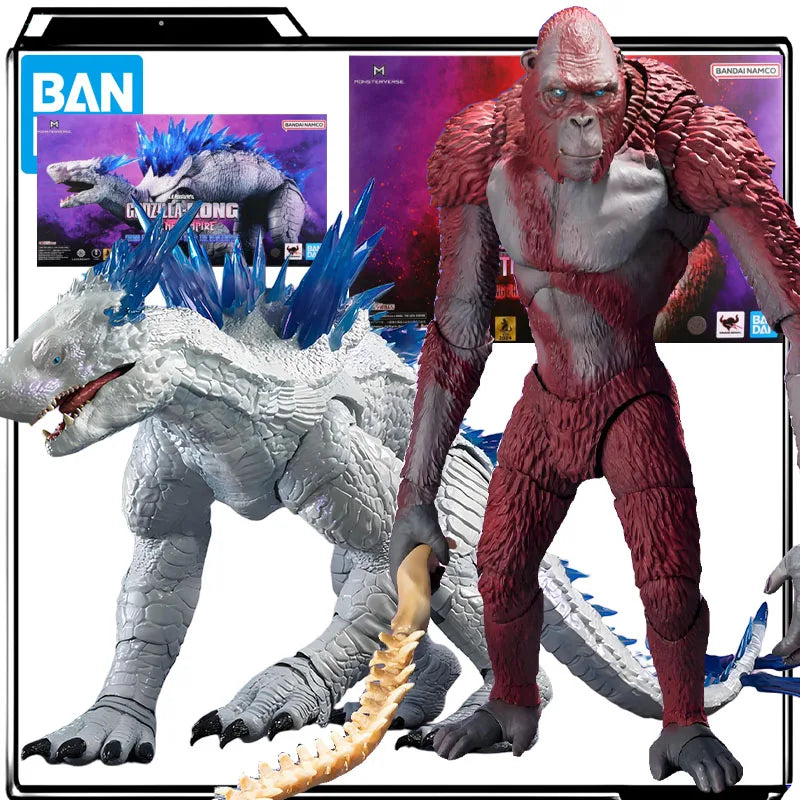 BANDAI Original S.H.MonsterArts Scar King&Snow Demon Anime Action Figures Toy for Boys Christma Gift Collectible Model Ornaments