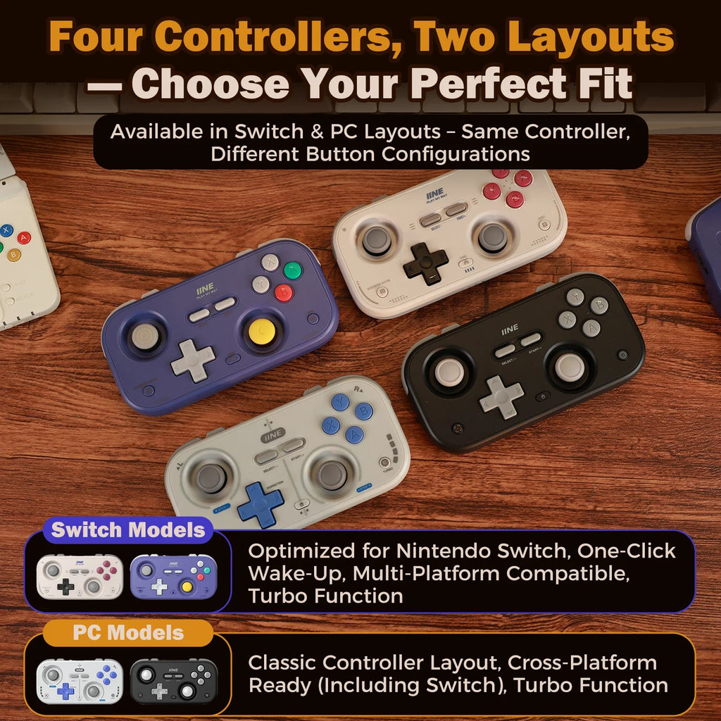 For IINE Pocket Retro Game Controller,1000Hz Recessed Stick, Hall Effect Joysticks,Portable Mini Gamepad Customizable Controls