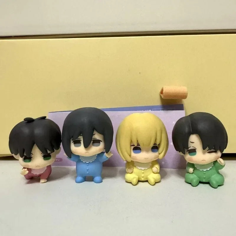 Attack on Titan Gashapon Toys Eren Jaeger Mikasa Ackerman Armin Arlert Levi Ackerman Q Version Action Figure Model Ornament Toys