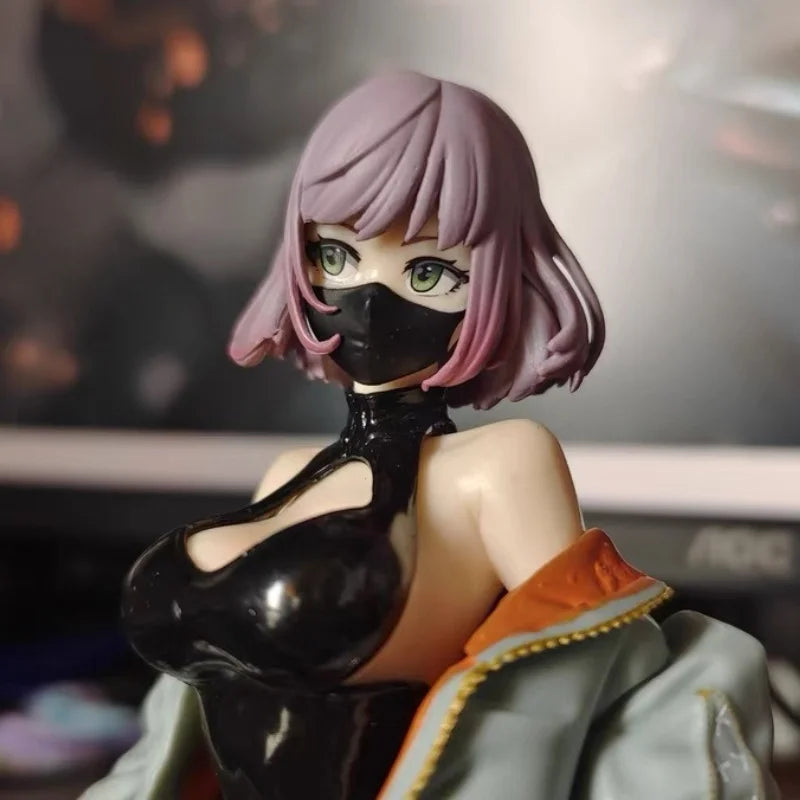 New 22.5cm Masked Girl Luna Illustration Biya Painter Manga Figure PVC Model Peripherals Manga Action Figure Birthday Gifts Toys