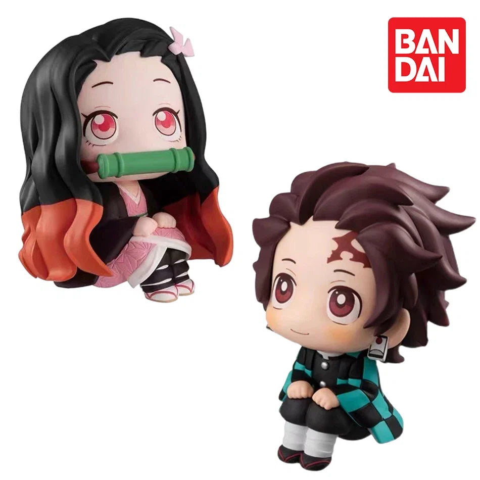 Anime Cute Q Versão Demon Slayer Action Figure Sentada Tanjiro Kamado Nezuko PVC Action Model Kid Toy Gift 8/9cm