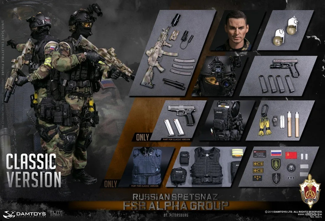 【MT】DAMTOYS NO.78071 RUSSIAN SPETSNAZ FSB ALPHA GROUP St.Petersburg 1/6 Action Figure Model Toy Gift