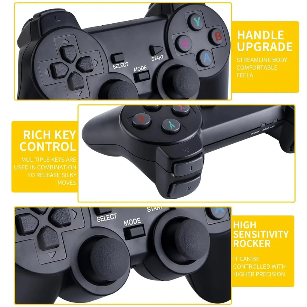 M8 Retro Video Game Console 2.4G Dual Wireless Controller TV Game Stick HD 64G 20000 Games for Play Family Game Gifts