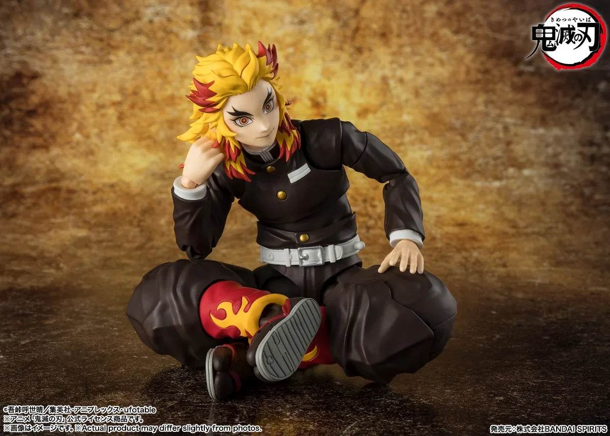 Officially Licensed BANDAI SHFiguarts Rengoku Kyoujurou Figure Anime Action Model Demon Slayer Figure Genuine Toy