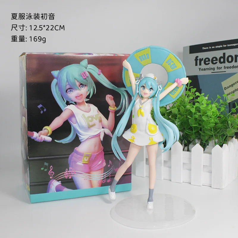 New 20cm Fashion Hatsune Miku Anime Figure Cheerleader Hatsune Miku Action Figures Kawaii Girl Figurine PVC Collection Model Toy