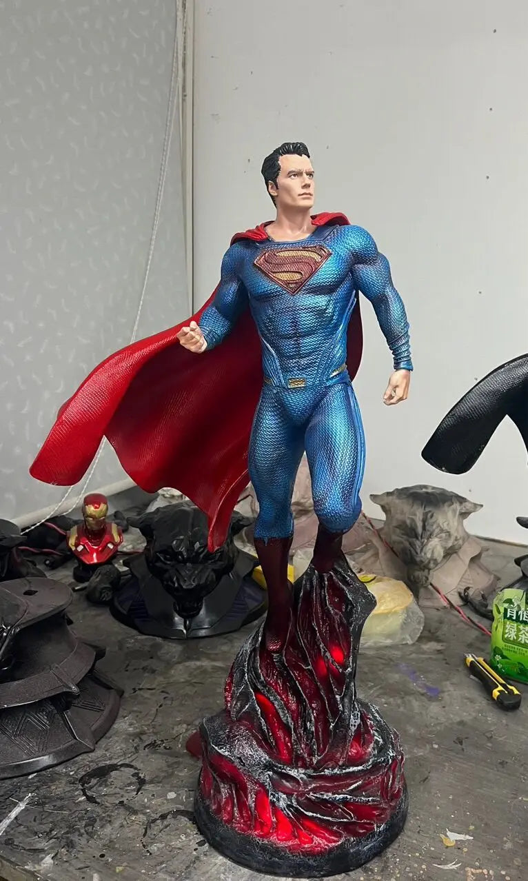 70cm Justice League Figure Superman Extremely Large Standing Posture  Light-Up Anime Model Collection Desktop Ornament  Best Toy