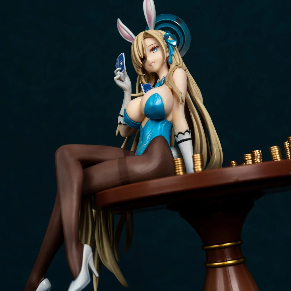 27cm Blue Archive Ichinose Asuna Bunny Girl Sit In Table Game Girl Figures Models Statue Model Boy Collectible Ornament Doll Toy