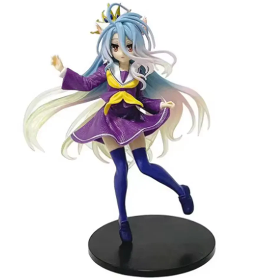 18cm No Game No Life Anime Figure Desktop Cute Cat Ear Shiro Action Figure Room Decorations PVC Adult Collection Model Doll Toys