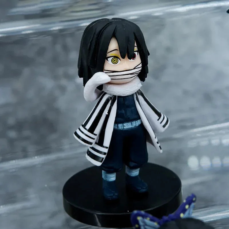 9pcs Q Version Demon Slayer Sitting Ghost Doll Tanjiro Nidouzi Inosuke Zenizu Toy Figural PVC Model Gift