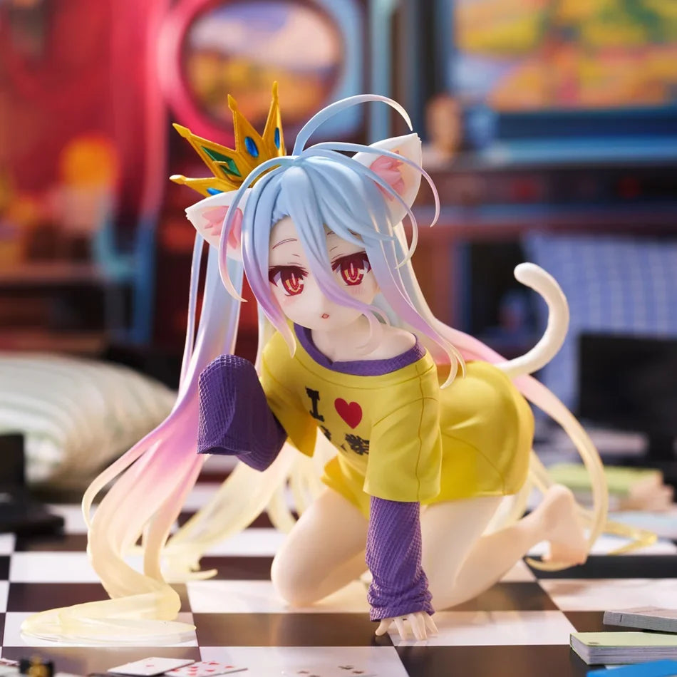 Original Genuine NO GAME NO LIFE 13cm Shiro Action Figure Figurine Collection Model Toy Kawaii Doll Desktop Decoration Gift