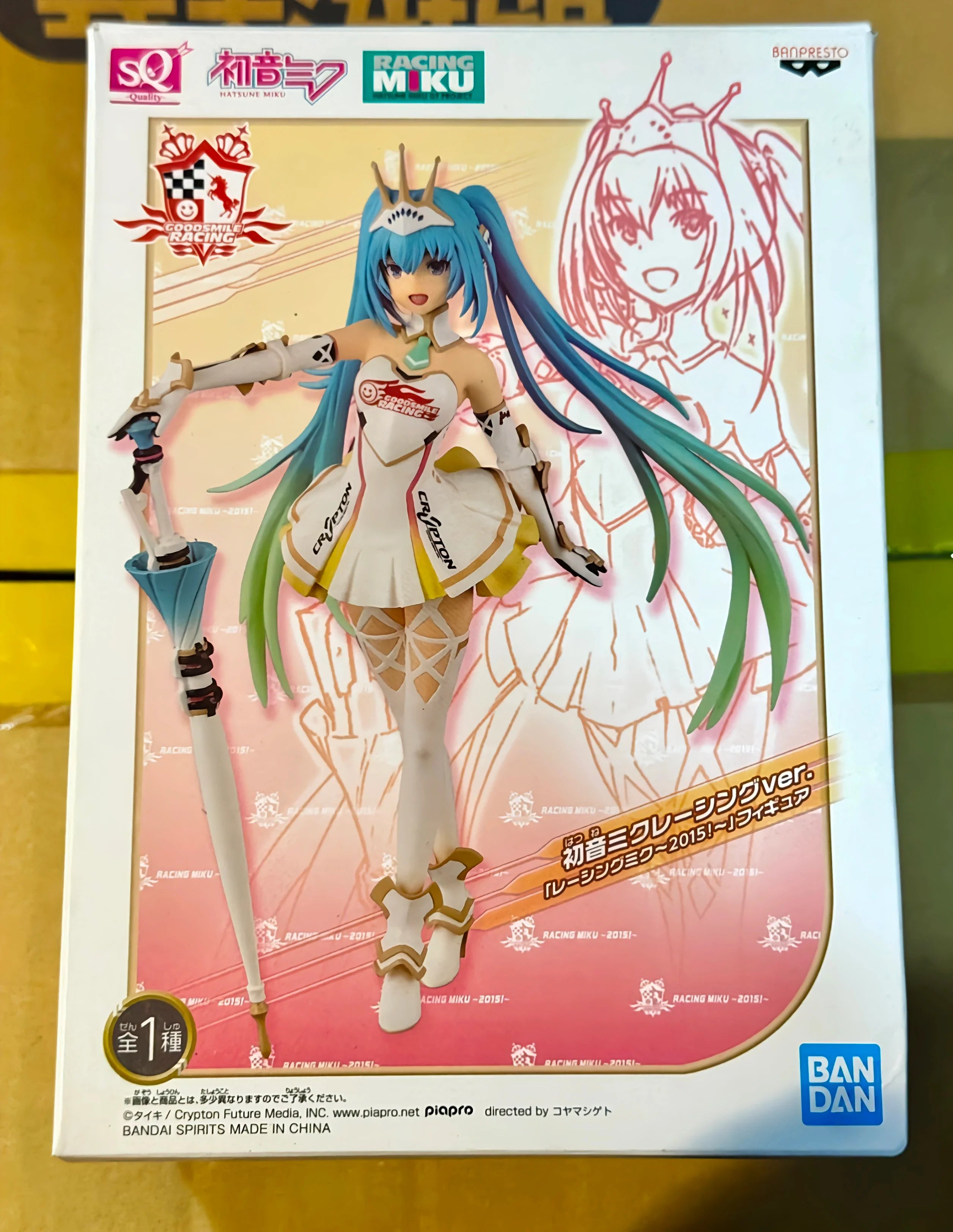 In Stock Original BANPRESTO SQ Hatsune Miku Racing Version 2015 Anime Humanoid Toys Gifts Decoration Collection