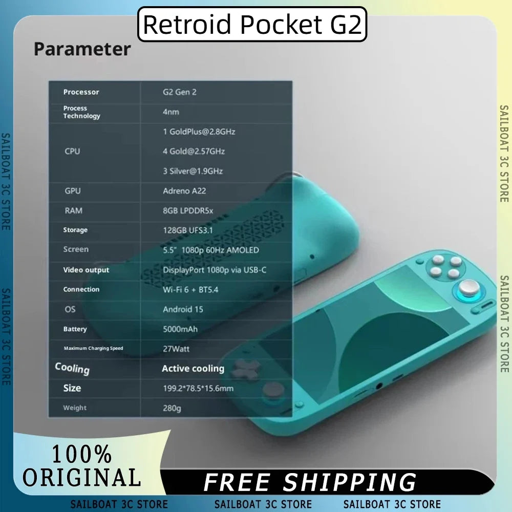 Retroid Pocket G2 Handheld Game Players G2gen2 5.5'' 60HZ 1080P OLED 8+128GB WIFI6 BT5.4 5000mAh Android15 Handheld Game Console