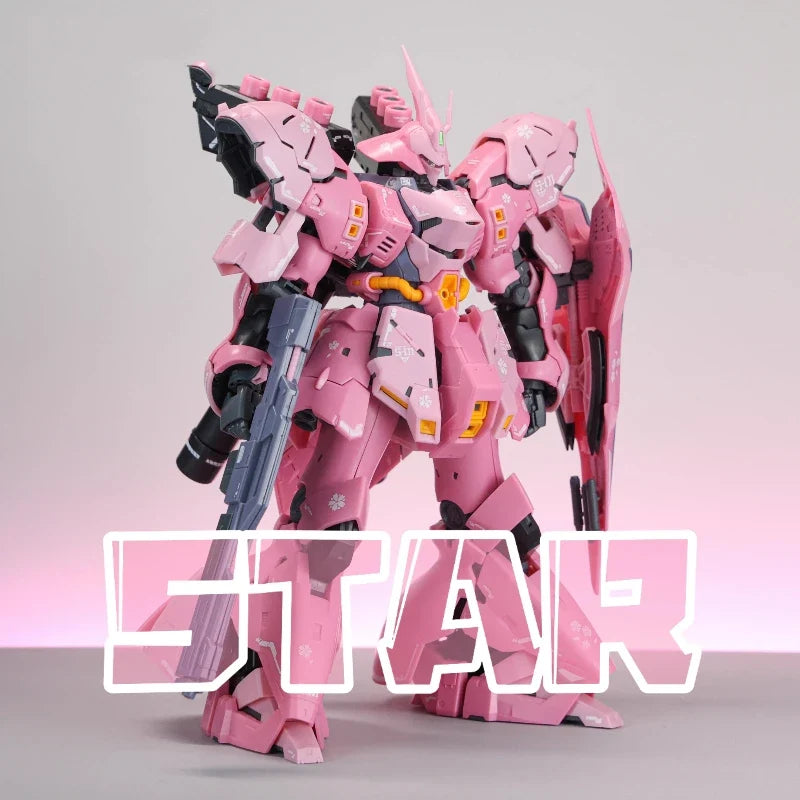 1/144 RG Sazabi Sakura Pink Assembly Mecha Action Figure Model Kit High Movable Toy With Water Slide Decal Desktop Ornament Gift