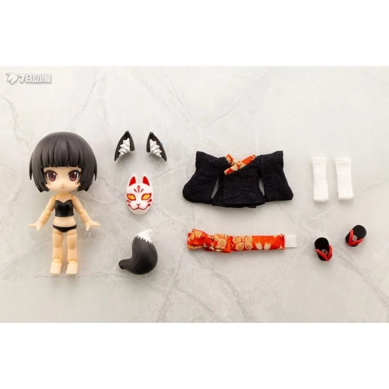 Kotobukiya Original Cu-poche Finished Product Movable Series White Fox Black Fox Anime Action Figure Toys Model Gifts for Boys
