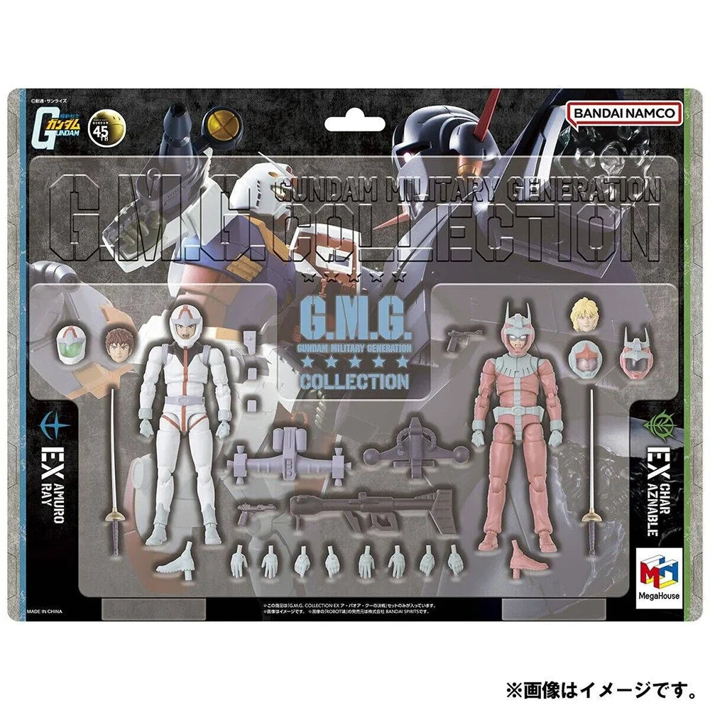 100% Original MegaHouse G.M.G. Collection Kidou Senshi Gundam Amuro Ray Char Aznable (Normal Suit Ver.) The Battle of A Baoa Qu