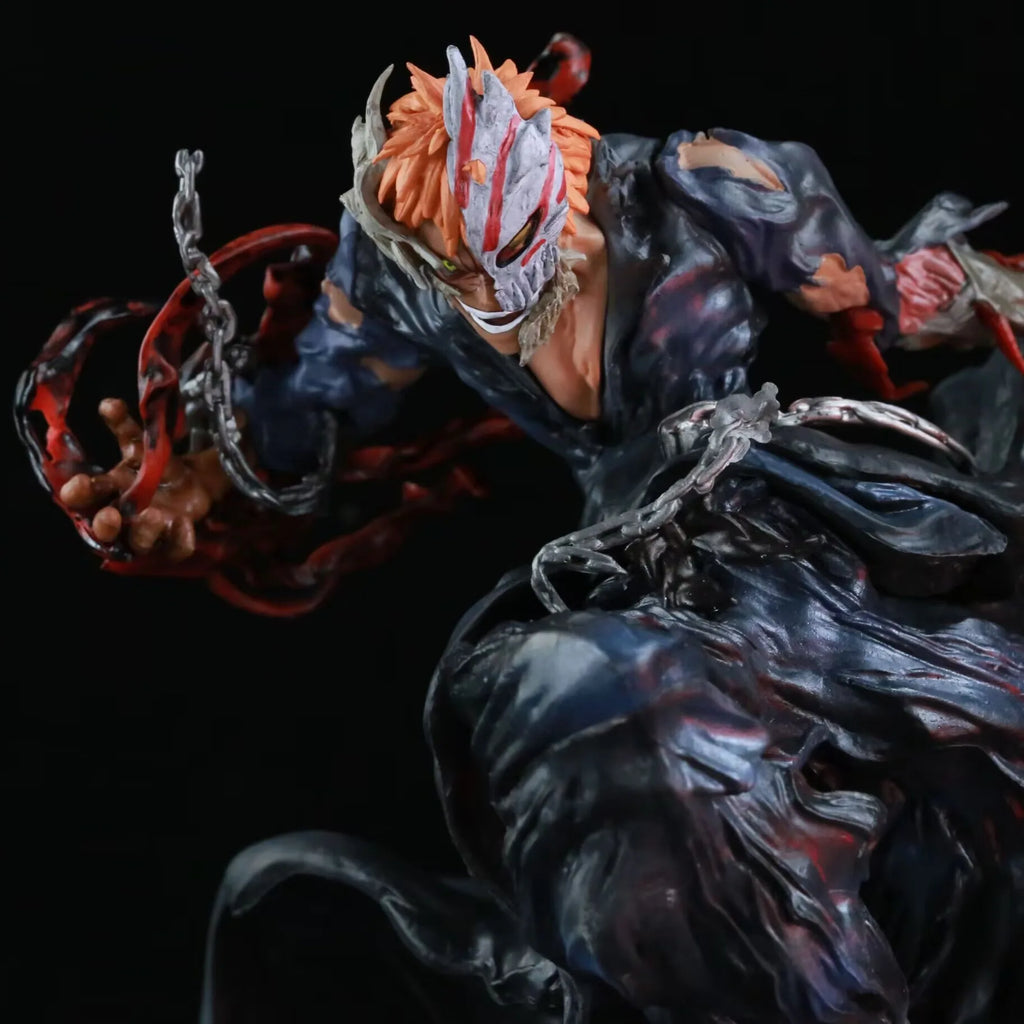 Bleach Anime Collectible Iron Curtain Ichigo Kurosaki Orange Hair Sword Man Statue Model Figure Desktop Decor Gift